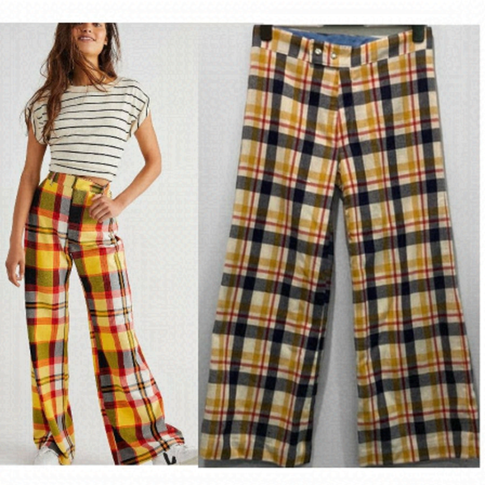 PLAID Wide-leg palazzo pants Size Medium